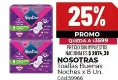 Diarco Nosotras - toallas buenas noches x 8 un. cód:59966 oferta