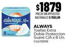 Diarco Always - toallas extra doble proteccion suave c/a x 8 un. cód:59918 oferta