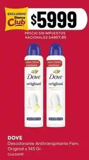 Diarco Dove - desodorante antitranspirante fem. original x 145 gr. cód.36910 oferta