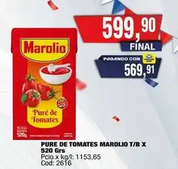 Maxiconsumo Marolio pure de tomates t/b oferta