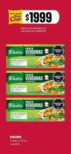 Diarco Knorr - caldo de verduras oferta