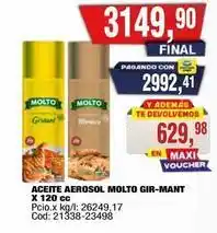 Maxiconsumo Molto - aceite aerosol molto gir-mant oferta