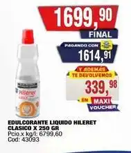 Maxiconsumo Hileret - edulcorante liquido clasico x 250 gr cod: 43093 oferta