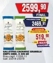 Maxiconsumo Galletitas cachaz grano/chips choc. x 225 gr oferta