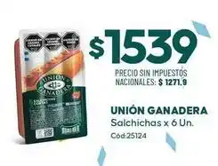 Diarco Unión - salchichas x 6 un. cód:25124 oferta