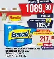 Maxiconsumo Marolio rollo de cocina marolio/ esencial 3x40 un oferta