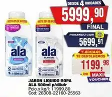 Maxiconsumo Ala - jabon liquido ropa ala 500ml p/diluir oferta