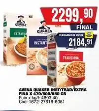Maxiconsumo Quaker - avena inst/trad/extra fina x 470/500/550 gr oferta