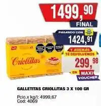 Maxiconsumo Criollitas galletitas criollitas oferta