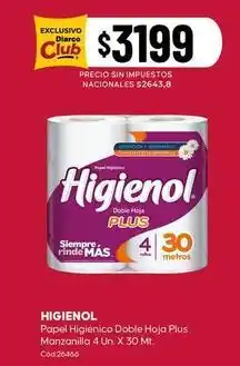 Diarco Papel higiénico doble hoja plus oferta