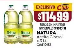 Diarco Natura - aceite girasol x 3 lt oferta