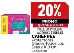 Diarco Carefree - protectores diarios todos los días x 100 un. cód:59938 oferta