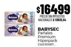 Diarco Babysec - pañales premium hiperpack cód:50067 oferta