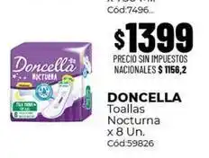 Diarco Doncella - toallas nocturna x 8 un. cód:59826 oferta