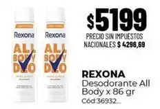 Diarco Rexona - desodorante all body x 86 gr cód:36932 oferta