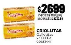 Diarco Criollitas - galletitas x 500 gr. cód:33441 oferta