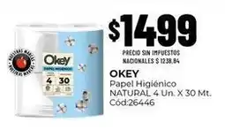 Diarco Okey - papel higi00enico natural 4 un. x 30 mt. c00d:26446 oferta
