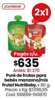 Coto Puré de frutas para bebés manzana/mix frutal, x 90 g. cod: 510869-510870 oferta
