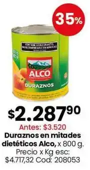Coto Alco duraznos en mitades diet uevoicos oferta