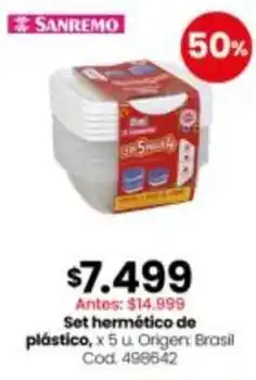 Coto Origen - set hermético de plástico, x 5 u. : brasil cod. 498642 oferta