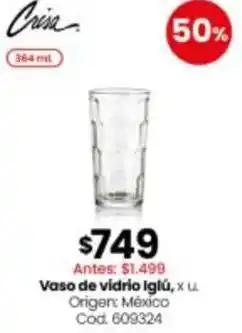 Coto Origen - vaso de vidrio iglú, x u cod. 609324 oferta