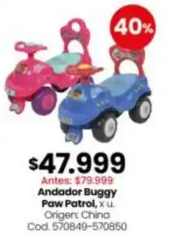 Origen - andador buggy paw patrol, x u. cod. 570849-570850