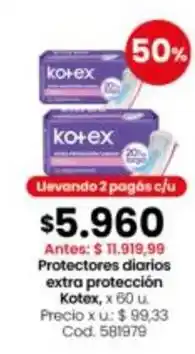 Coto Kotex - protectores diarios extra protección oferta