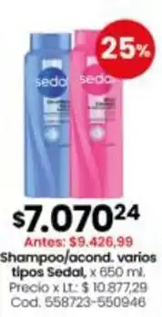 Coto Sedal shampoo/acond. varios tipos oferta