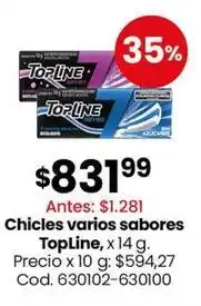 Coto Topline - chicles varios sabores oferta
