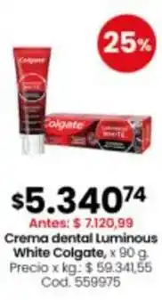 Coto Colgate crema dental luminous white oferta