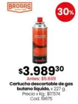 Coto Cartucho descartable de gas butano líquido oferta