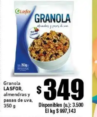 Lasfor Granola almendras y pasas de uva 350g