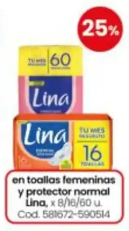 Coto Lina toallas femeninas y protector normal oferta