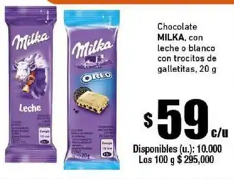 Cooperativa Obrera Chocolate Milka, con leche o blanco con trocitos de galletitas, 20 g oferta