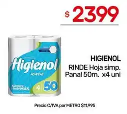 Nini Mayorista Higienol rinde hoja simp. panal oferta