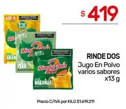 Nini Mayorista Rinde dos jugo en polvo varios sabores oferta