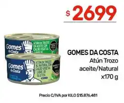 Nini Mayorista Gomes da Costa Atún Trozo aceite/Natural oferta