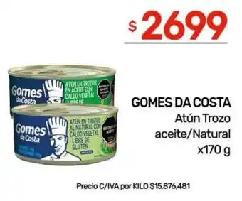 Nini Mayorista Gomes da Costa Atún Trozo aceite/Natural oferta