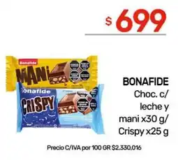 Nini Mayorista Bonafide choc. c/ leche y mani crispy oferta