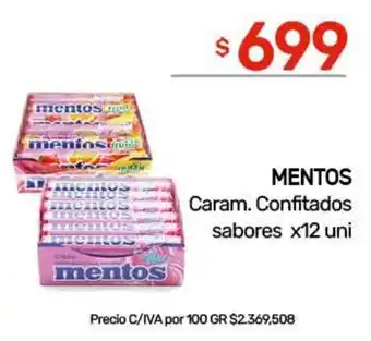 Nini Mayorista Mentos caram. confitados sabores oferta