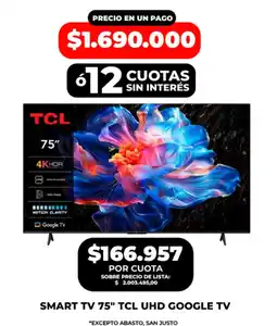 Supermayorista Vital Tcl smart tv 75" tcl uhd google tv oferta