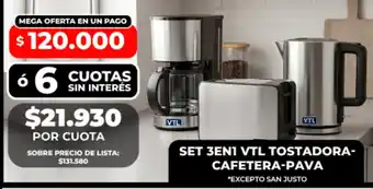 Supermayorista Vital Vtl set 3en1 tostadora-cafetera-pava oferta