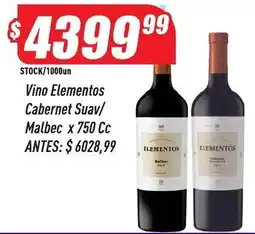 Supermercados Comodin Elementos vino cabernet suav malbec oferta