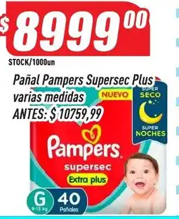 Supermercados Comodin Pampers pañal supersec plus oferta