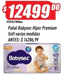 Supermercados Comodin Babysec pañal hiper premium soft varias medidas oferta