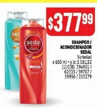 Makro Shampoo/acondicionador sedal 650ml oferta