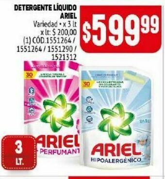Makro Detergente líquido ariel 3l oferta