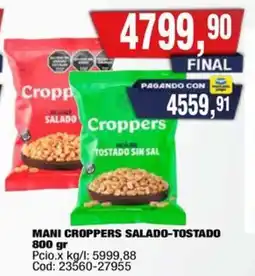 Maxiconsumo Croppers mani salado-tostado oferta