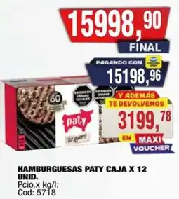 Maxiconsumo Paty hamburguesas caja oferta
