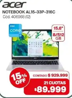 Naldo Lombardi Acer notebook al15-33p-316c oferta